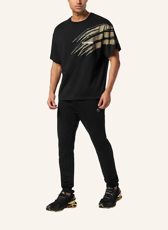 PLEIN SPORT Kurzarm-Rundhals-T-Shirt SCRATCH SCHWARZ
