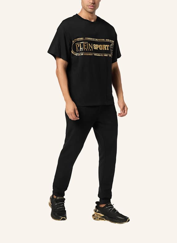 PLEIN SPORT Kurzarm-Rundhals-T-Shirt LOGO SCHWARZ