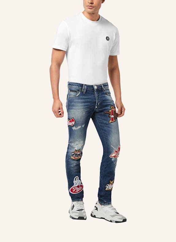 PHILIPP PLEIN Jeans mit Supergerader Schnitt DUNKELBLAU