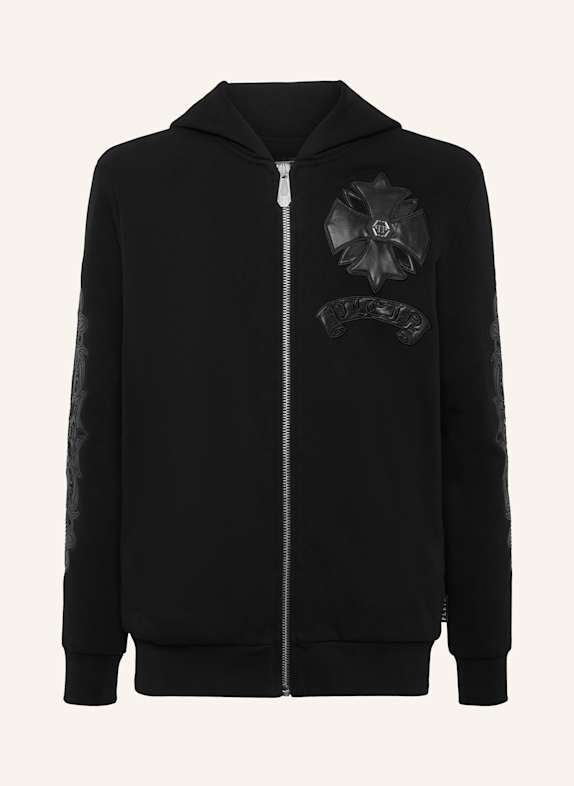 PHILIPP PLEIN Kapuzen-Sweatjacket CHROME SCHWARZ