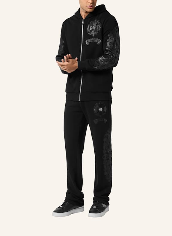PHILIPP PLEIN Kapuzen-Sweatjacke CHROME SCHWARZ