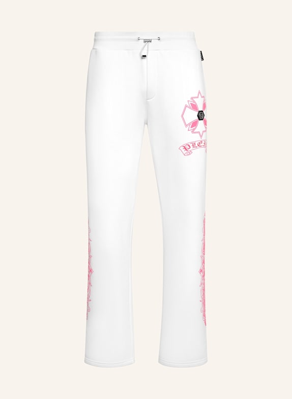 PHILIPP PLEIN Jogginghosen CHROME WEISS/ NEONROSA