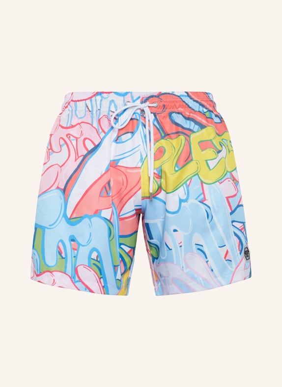 PHILIPP PLEIN PHILIPP PLEIN Badehose BOMBING GRAFFITI BLAU/ GELB/ FUCHSIA