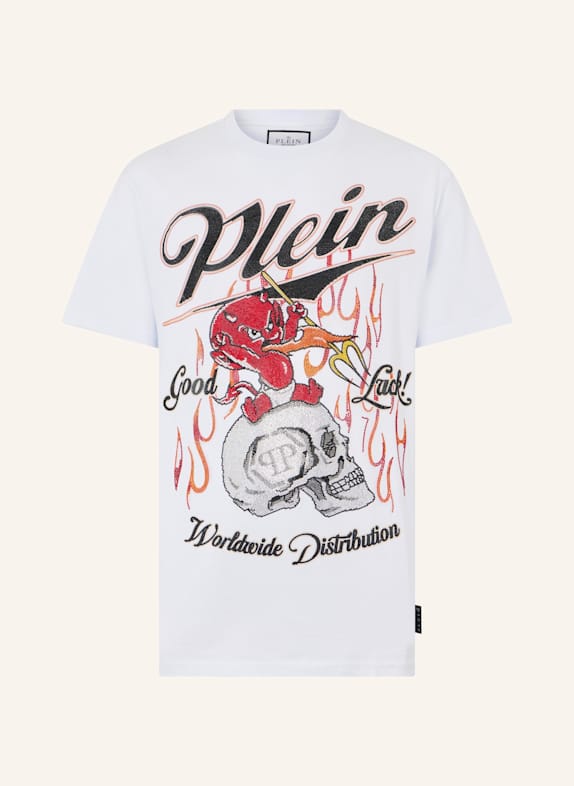 PHILIPP PLEIN PHILIPP PLEIN Round Neck T-Shirt Little Devil Crystal WEISS