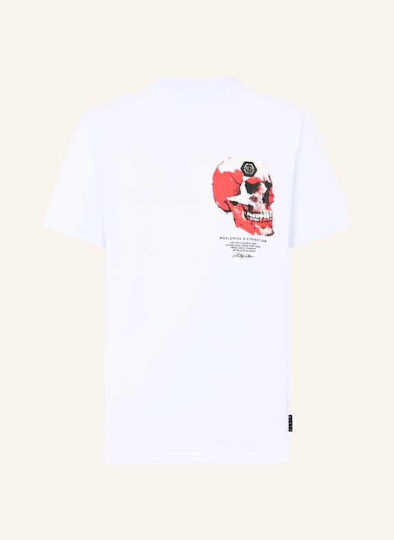 PHILIPP PLEIN PHILIPP PLEIN Roundneck T-Shirt Puffy Red Skull Skull WEISS