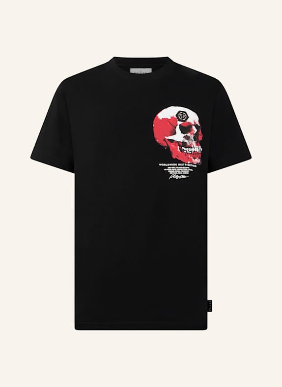 PHILIPP PLEIN PHILIPP PLEIN Roundneck T-Shirt Puffy Red Skull Skull SCHWARZ