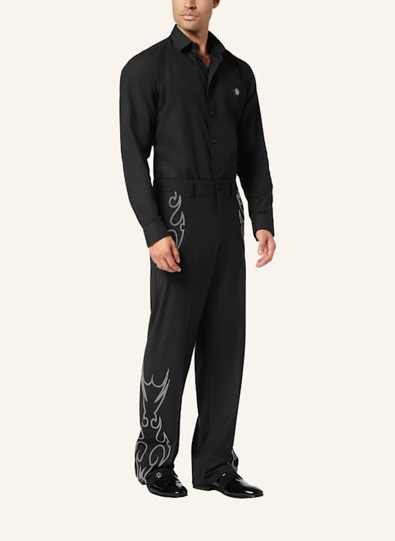PHILIPP PLEIN Hose mit weitem Bein SCHWARZ