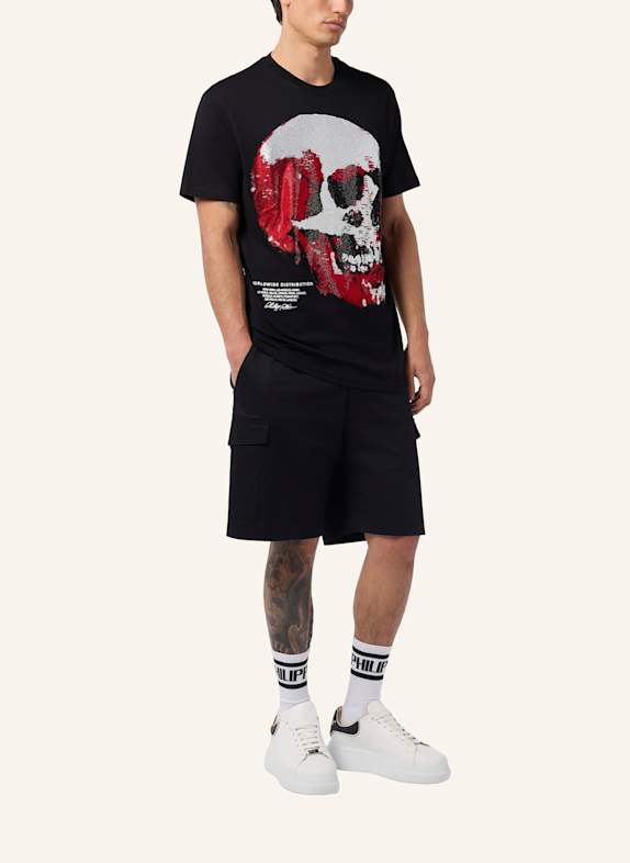 PHILIPP PLEIN Kurzarm-Rundhals-T-Shirt SKULL SCHWARZ