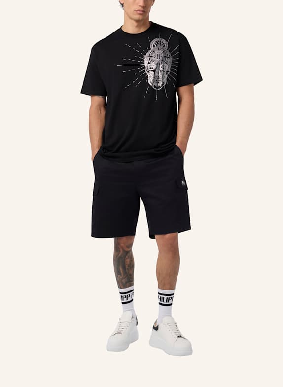 PHILIPP PLEIN Kurzarm-Rundhals-T-Shirt SKULL SCHWARZ