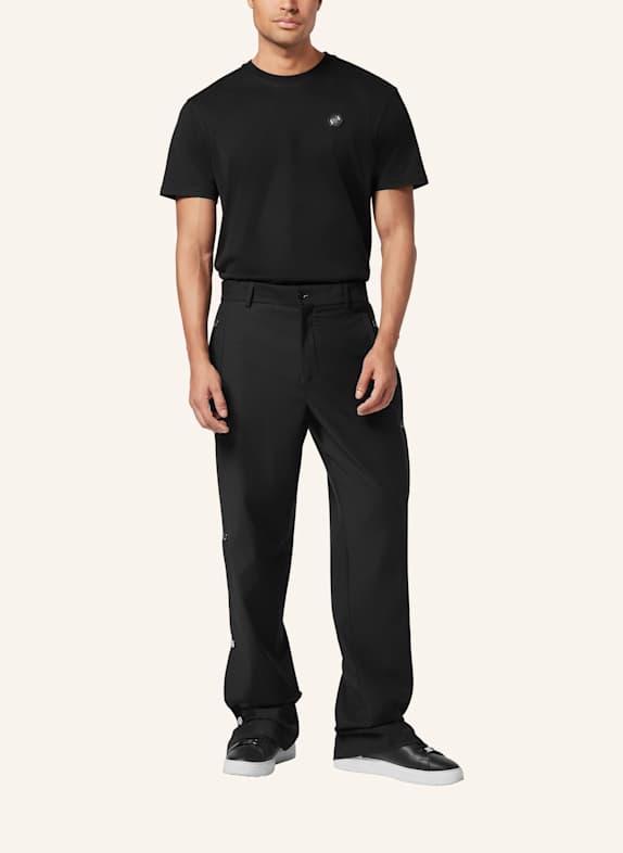 PHILIPP PLEIN Hose mit weitem Bein MONOGRAM SCHWARZ