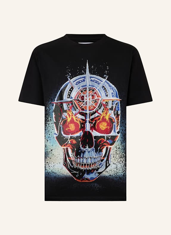 PHILIPP PLEIN PHILIPP PLEIN Round Neck T-Shirt Chrome Skull Stones SCHWARZ
