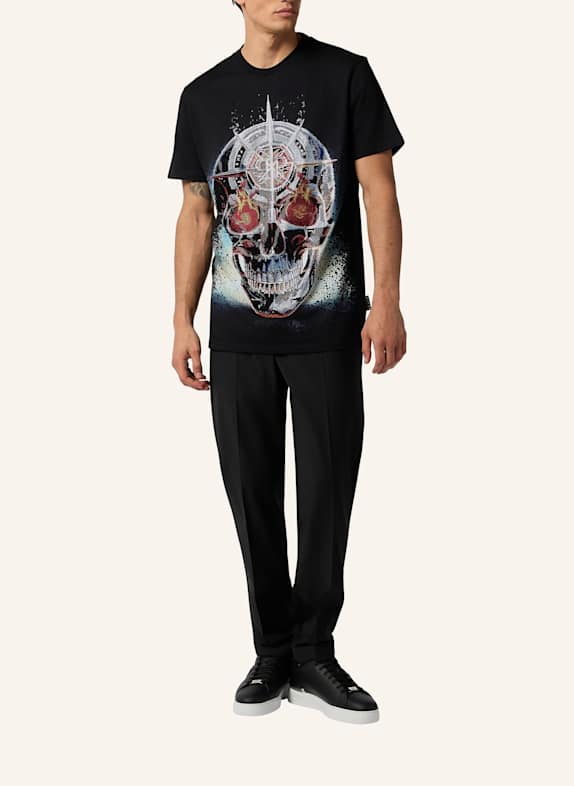 PHILIPP PLEIN Kurzarm-Rundhals-T-Shirt SKULL SCHWARZ