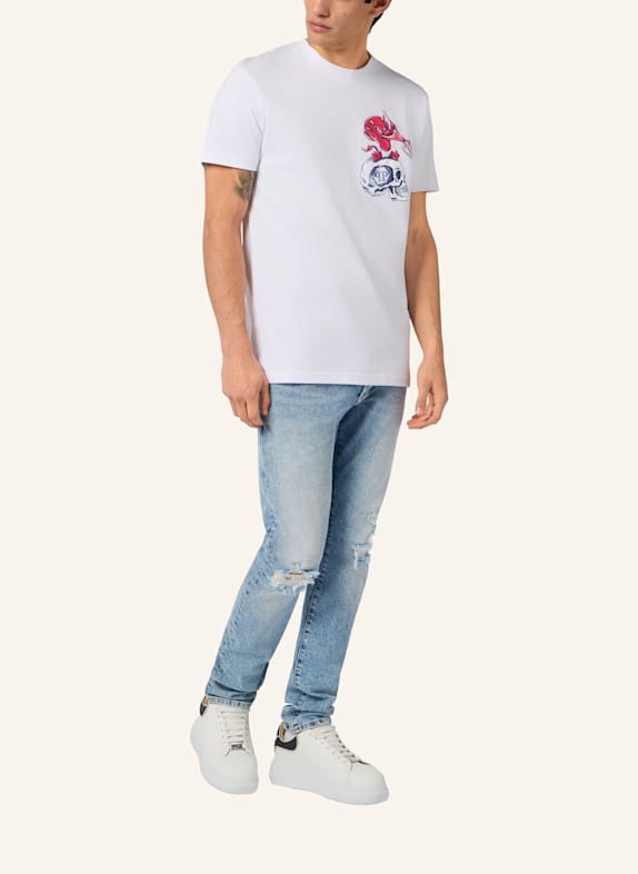 PHILIPP PLEIN Kurzarm-Rundhals-T-Shirt WEISS