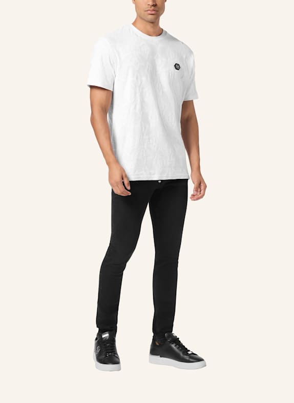 PHILIPP PLEIN Kurzarm-Rundhals-T-Shirt CREST WEISS