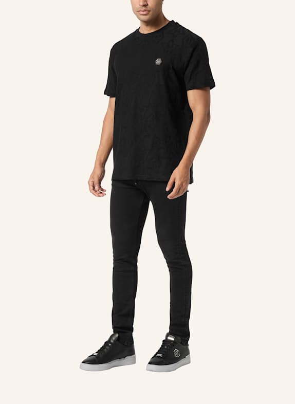 PHILIPP PLEIN Kurzarm-Rundhals-T-Shirt CREST SCHWARZ