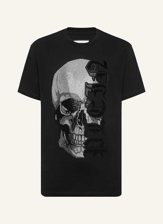 PHILIPP PLEIN T-Shirt Rundhalsausschnitt Ss GOTHIC PLEIN SCHWARZ