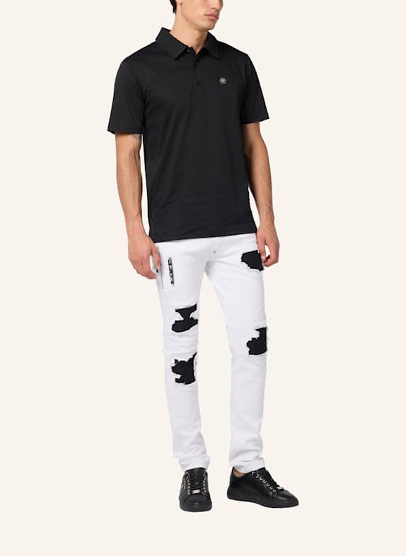 PHILIPP PLEIN Kurzarm-Poloshirt HEXAGON SCHWARZ