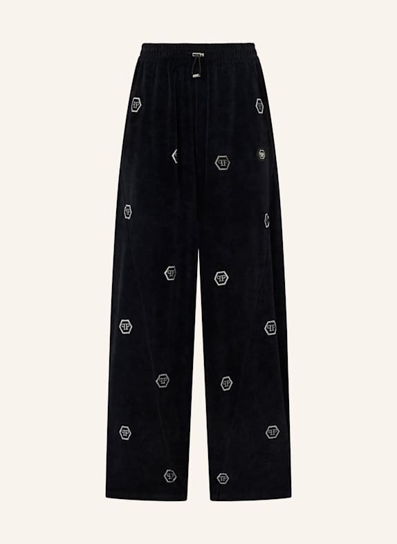 PHILIPP PLEIN PHILIPP PLEIN Chenille Skater Fit Tracksuit Pants Monogram Strass SCHWARZ