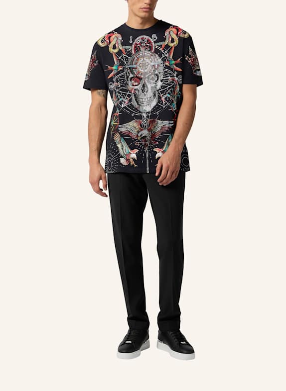 PHILIPP PLEIN Kurzarm-Rundhals-T-Shirt TATTOO SCHWARZ