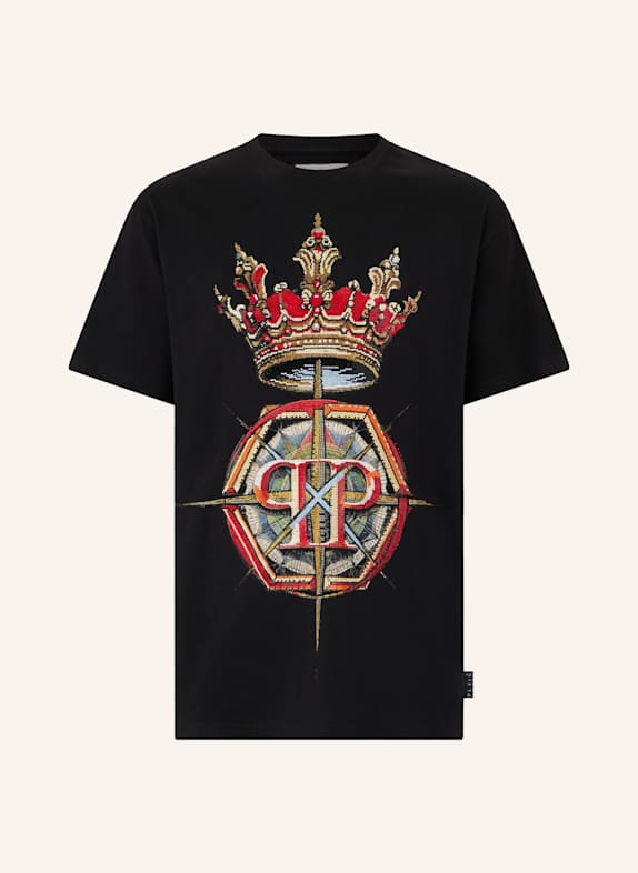 PHILIPP PLEIN PHILIPP PLEIN Round Neck T-Shirt Crown Stones SCHWARZ