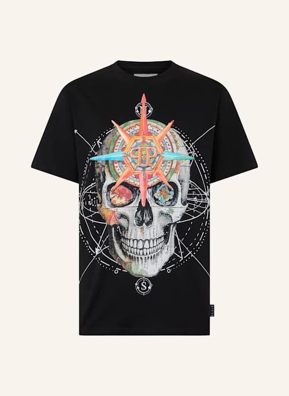 PHILIPP PLEIN PHILIPP PLEIN Round Neck T-Shirt Wind Rose Skull SCHWARZ