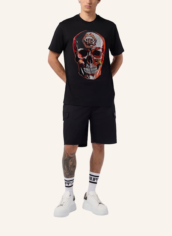 PHILIPP PLEIN Kurzarm-Rundhals-T-Shirt SKULL SCHWARZ