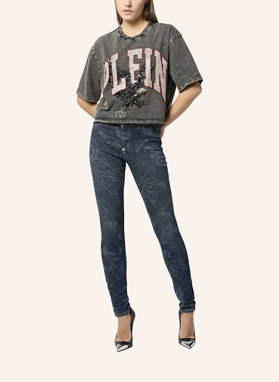 PHILIPP PLEIN Kurzarm-Rundhals-T-Shirt EAGLE SCHWARZ