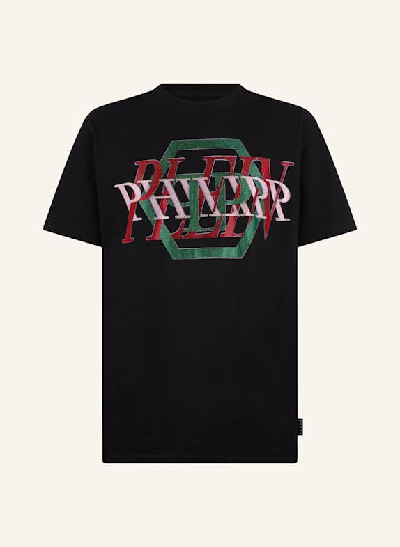 PHILIPP PLEIN PHILIPP PLEIN Round Neck T-Shirt Logo Hexagon Stones SCHWARZ