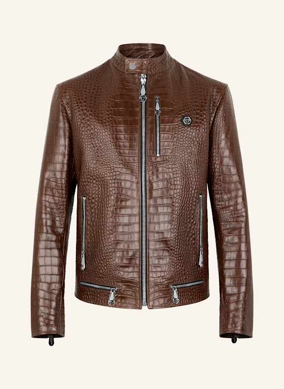 PHILIPP PLEIN PHILIPP PLEIN Leather Moto Jacket Cocco BRAUN