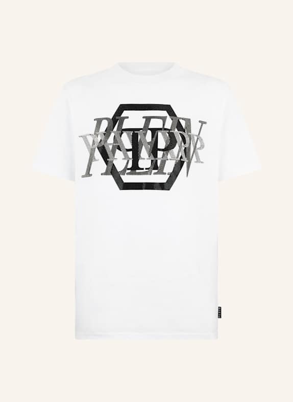 PHILIPP PLEIN PHILIPP PLEIN Round Neck T-Shirt Logo Stones WEISS
