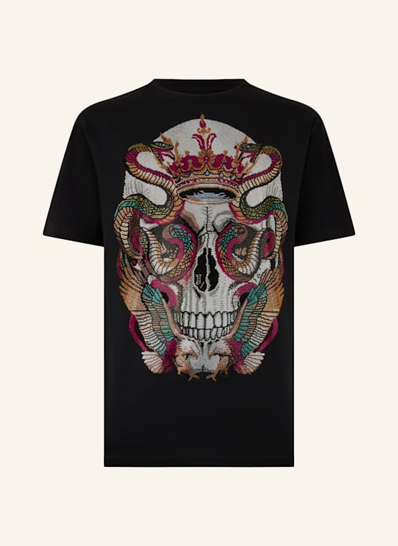 PHILIPP PLEIN PHILIPP PLEIN Round Neck T-Shirt Snake King Stones SCHWARZ