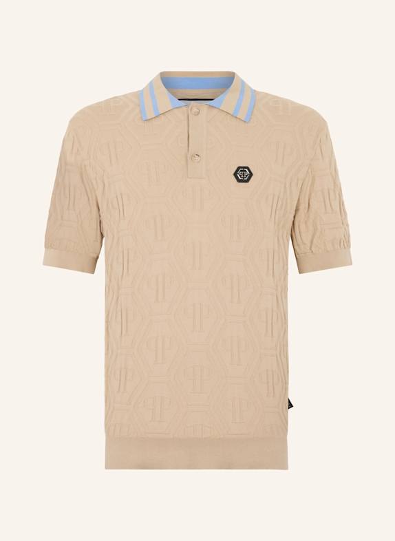PHILIPP PLEIN PHILIPP PLEIN Knitted Polo T-Shirt Jacquard Monogram BEIGE