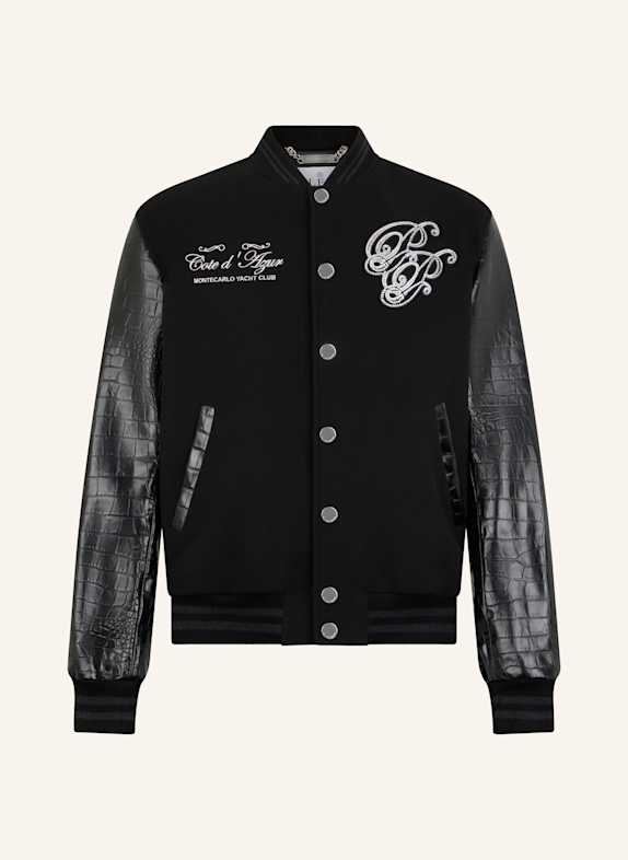 PHILIPP PLEIN PHILIPP PLEIN Varsity Bomber Jacket Teddy Racer SCHWARZ