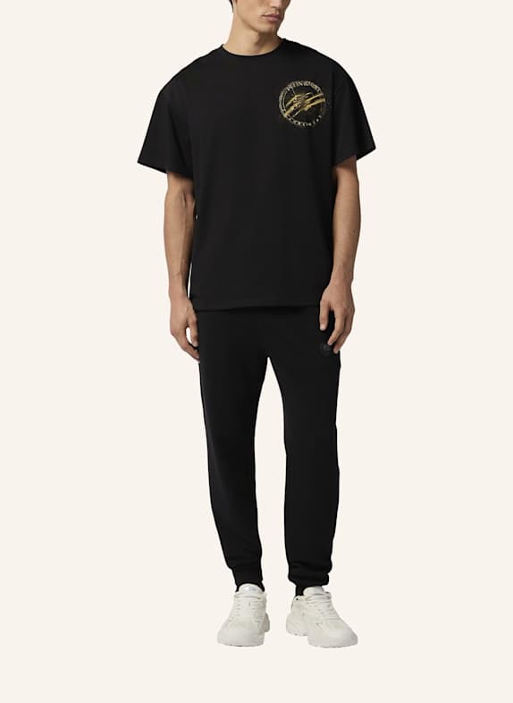 PLEIN SPORT Kurzarm-Rundhals-T-Shirt CHROME SCHWARZ