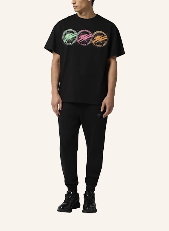 PLEIN SPORT Kurzarm-Rundhals-T-Shirt SCRATCH SCHWARZ