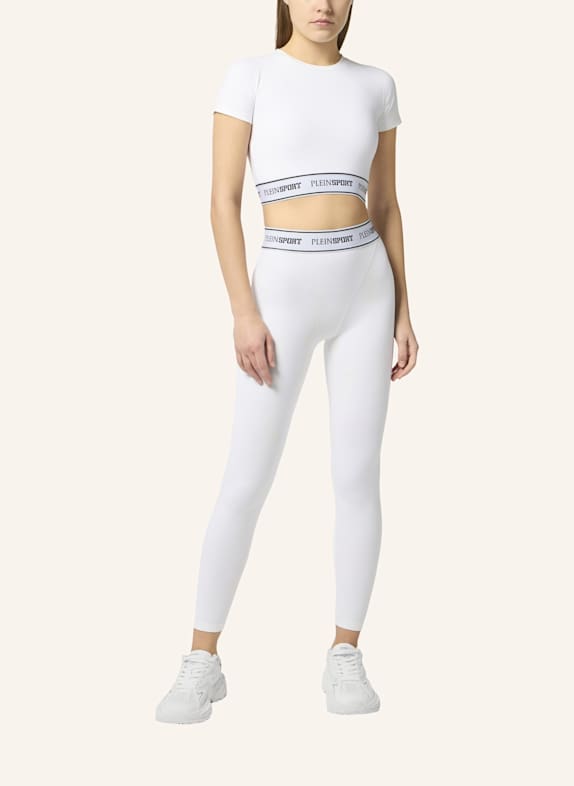 PLEIN SPORT Kurzarm-Rundhals-T-Shirt WEISS
