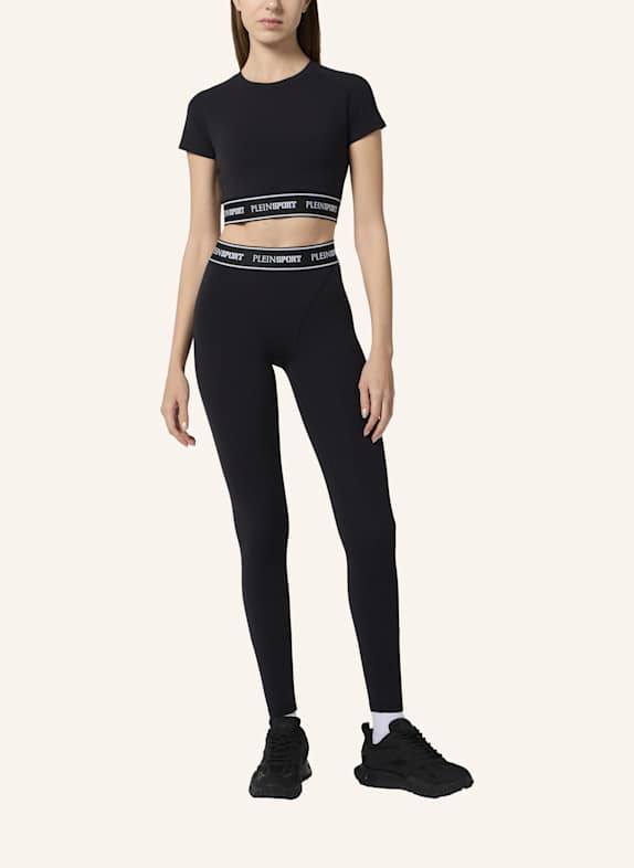 PLEIN SPORT Kurzarm-Rundhals-T-Shirt SCHWARZ