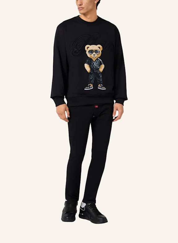 PHILIPP PLEIN Langarm-Sweatshirt TEDDY SCHWARZ