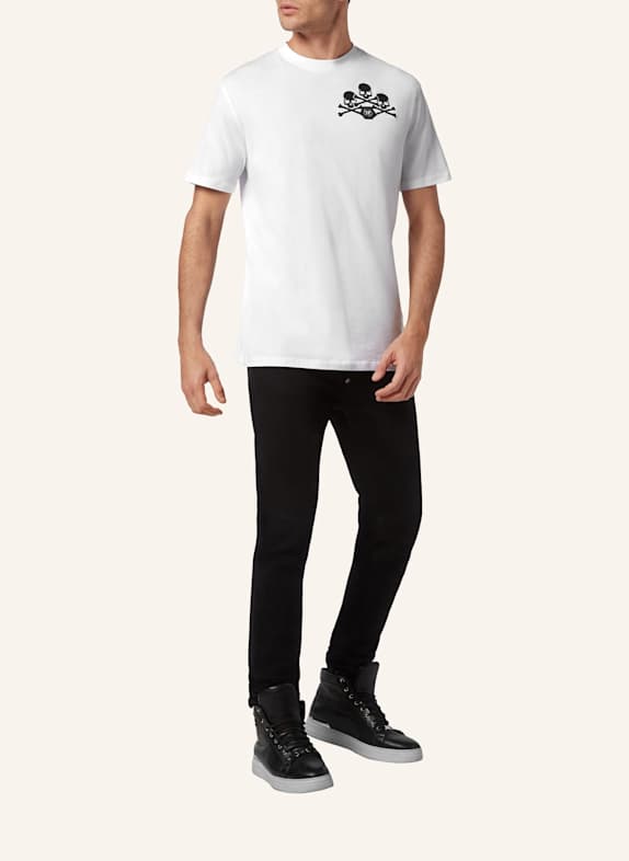 PHILIPP PLEIN Rundhals-T-Shirt SKULL WEISS
