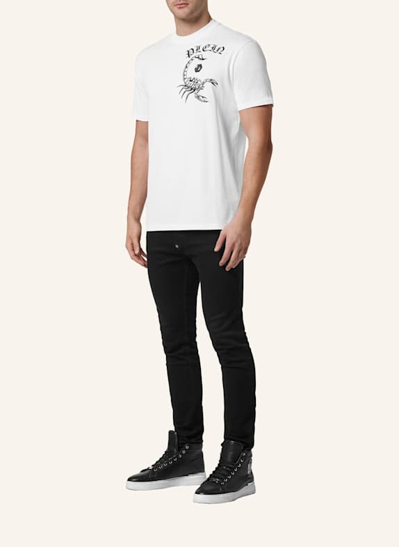 PHILIPP PLEIN Rundhals-T-Shirt SCORPION WEISS