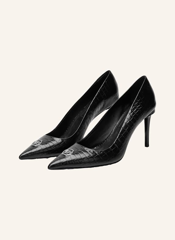 PHILIPP PLEIN PHILIPP PLEIN Cocco Print Decolette Mid Heels Hexagon 9 SCHWARZ