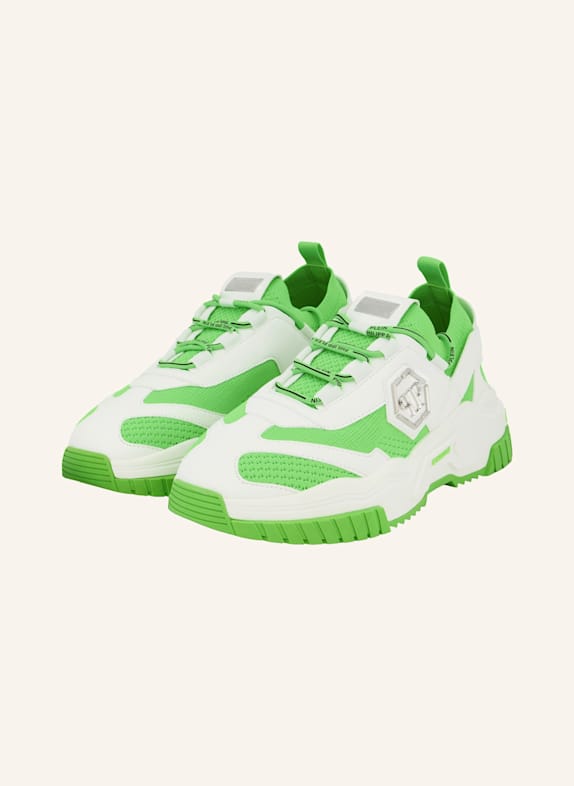 PHILIPP PLEIN Low-Top Turnschuhe PREDATOR WEISS/ NEONGELB