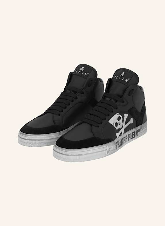 PHILIPP PLEIN High-Top Turnschuhe RETROKICKZ SCHWARZ/ SILBER