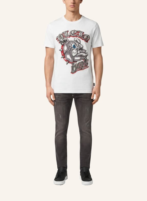 PHILIPP PLEIN Kurzarm-Rundhals-T-Shirt WEISS