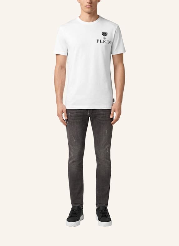 PHILIPP PLEIN Kurzarm-Rundhals-T-Shirt WEISS