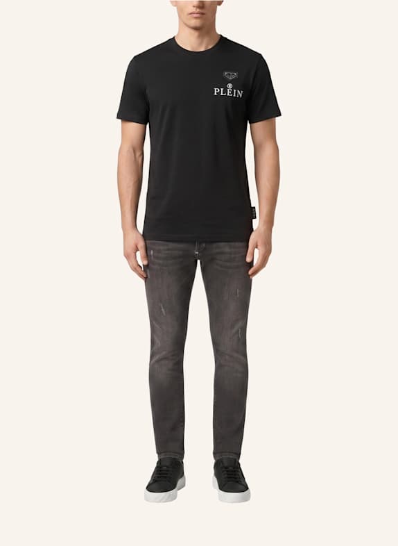 PHILIPP PLEIN Kurzarm-Rundhals-T-Shirt SCHWARZ
