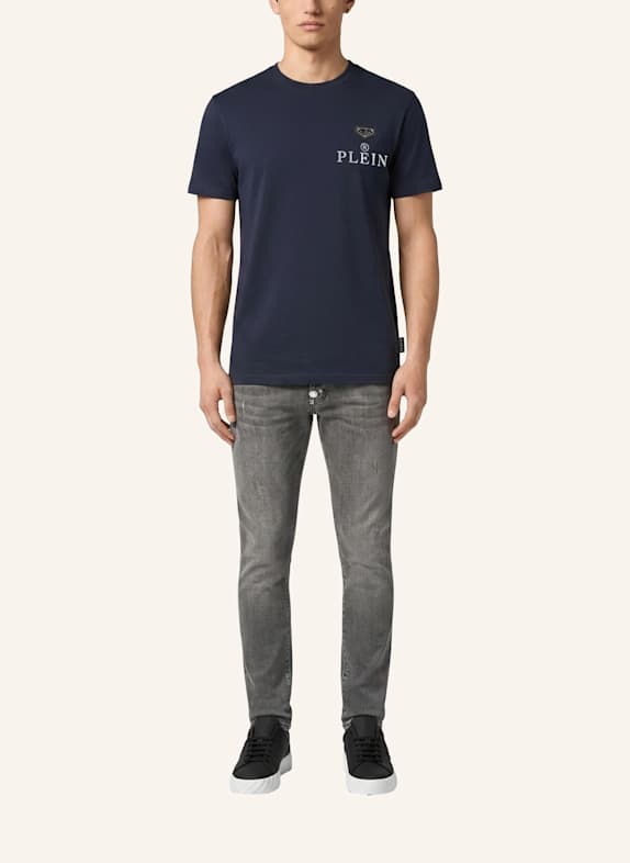PHILIPP PLEIN Kurzarm-Rundhals-T-Shirt DUNKELBLAU