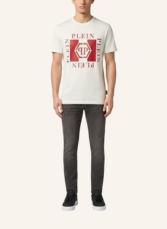 PHILIPP PLEIN Kurzarm-Rundhals-T-Shirt WEISS