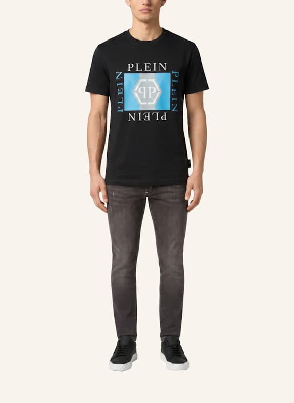 PHILIPP PLEIN Kurzarm-Rundhals-T-Shirt SCHWARZ