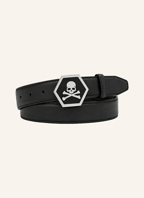 PHILIPP PLEIN Gürtel SKULL SCHWARZ / SILBER